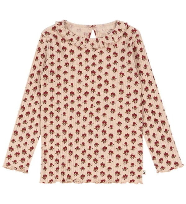 Konges Sløjd Bluse - Rib - Nia - Ruby Rose m. Hulmønster