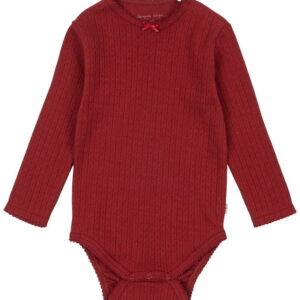 Konges Sløjd Body l/æ - Minnie - Red Dahlia m. Hulmønster