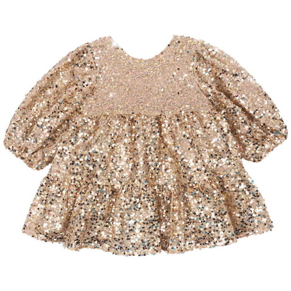 Konges Sløjd Kjole - Lila Sequins Bow - Gold Glitter
