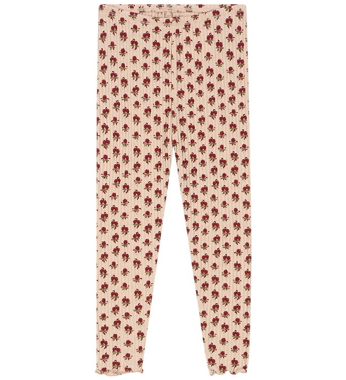 Konges Sløjd Leggings - Rib - Nia - Ruby Rose m. Hulmønster