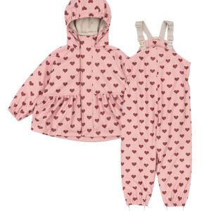Konges Sløjd Regntøj m. Seler/Fleece - PU - Palme - Amour Pink