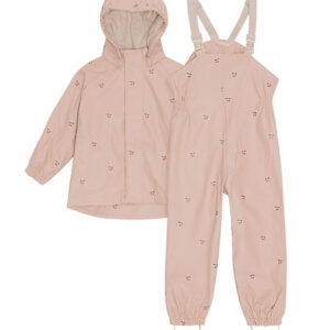 Konges Sløjd Regntøj m. Seler/Fleece - PU - Rainy Palme - Cherry