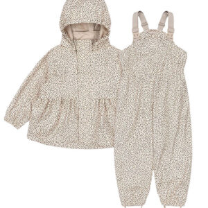 Konges Sløjd Regntøj m. Seler/Fleece - PU - Rainy Palme - Milk T