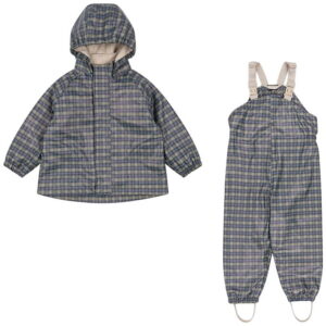 Konges Sløjd Regntøj m. Seler/Fleece - Palme - Laurel Blue Check