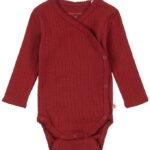 Konges Sløjd Slå-om Body l/æ - Minnie Newborn - Red Dahlia m. Hu