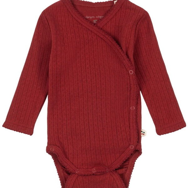 Konges Sløjd Slå-om Body l/æ - Minnie Newborn - Red Dahlia m. Hu