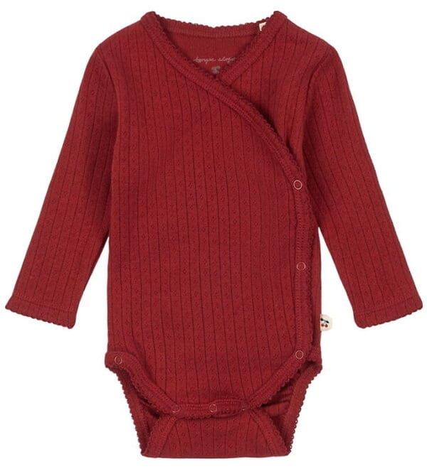 Konges Sløjd Slå-om Body l/æ - Minnie Newborn - Red Dahlia m. Hu