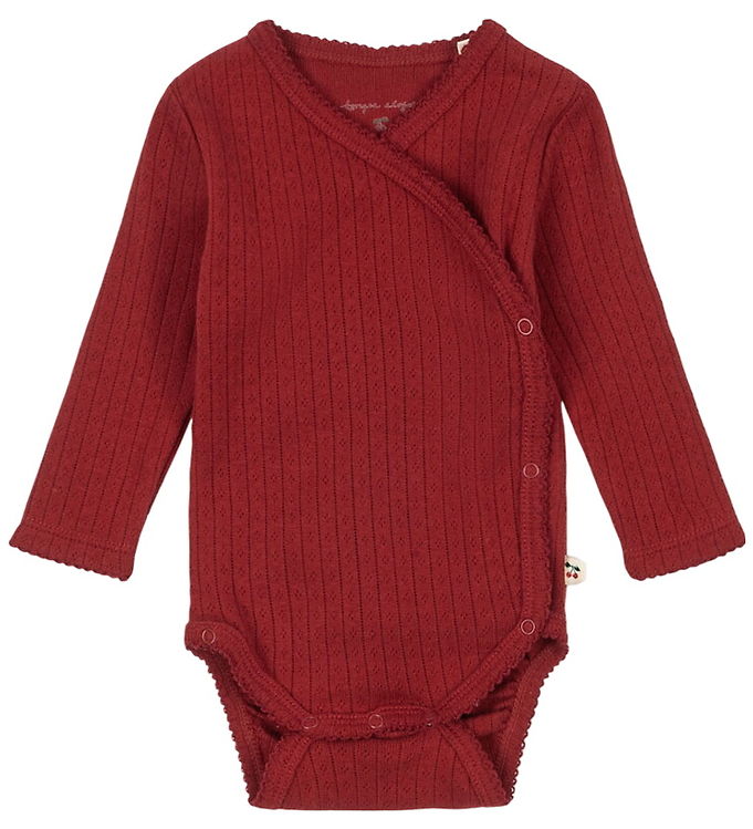 Konges Sløjd Slå-om Body l/æ - Minnie Newborn - Red Dahlia m. Hu