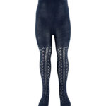 Konges Sløjd Strømpebukser - Bomuld/Uld - Navy m. Hulmønster