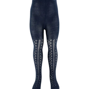 Konges Sløjd Strømpebukser - Bomuld/Uld - Navy m. Hulmønster