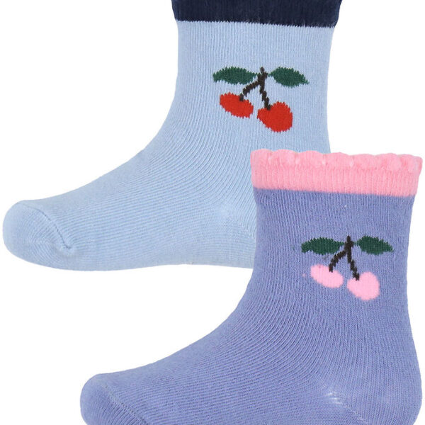 Konges Sløjd Strømper - 2-pak - Jaquard Frill - Blue Fog/Purple