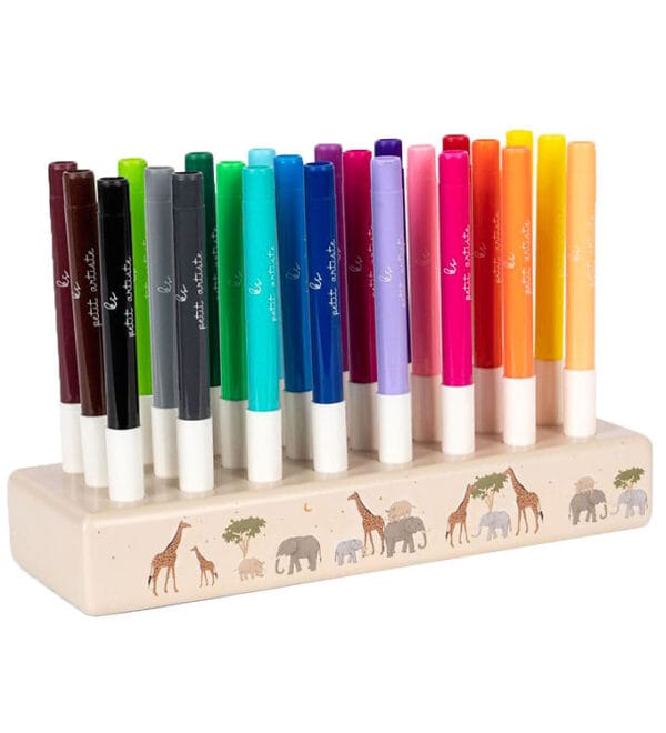 Konges Sløjd Tuscher i Træklods - 24 stk. - Safari