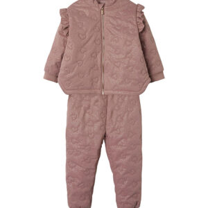 Name It Termotøj m. Fleece - NmfMoon - Woodrose m. Glitter