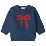 That's Mine Bluse - Strik - Nasha - Key Blue/Rød Sløjfe