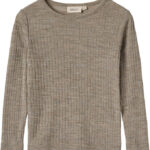 Wheat Bluse - Uld/Silke - Rib - Alfie - Khaki Melange