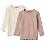 Wheat Bluser - Rib - 2-pak - Ida - Rose Powder