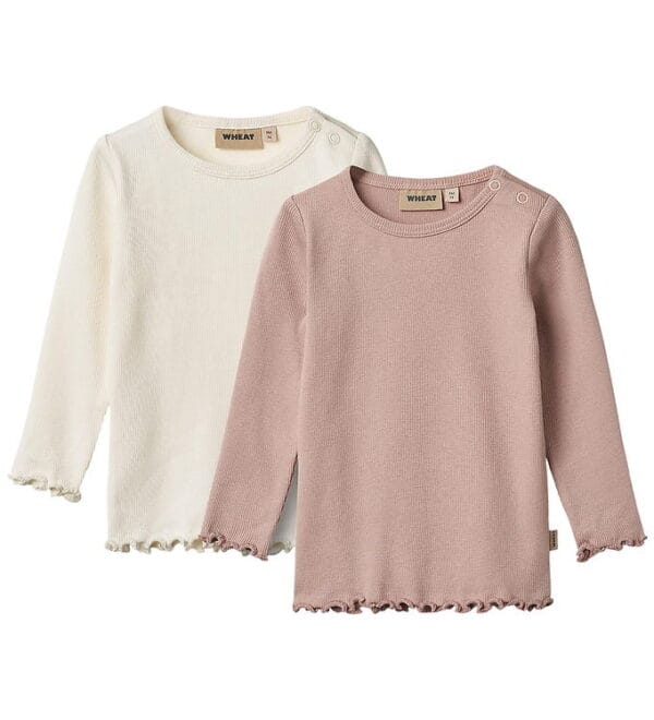 Wheat Bluser - Rib - 2-pak - Ida - Rose Powder