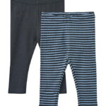 Wheat Leggings - Rib - 2-pak - Jules - Bright Blue Stripe