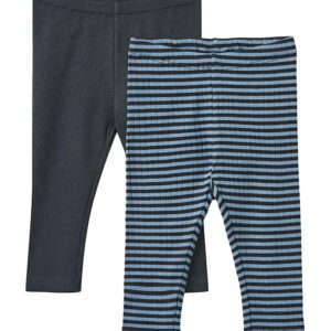 Wheat Leggings - Rib - 2-pak - Jules - Bright Blue Stripe