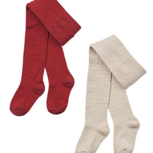 Wheat Strømpebukser - 2-pak - Uld - Blonde - Karl - Cherry Red