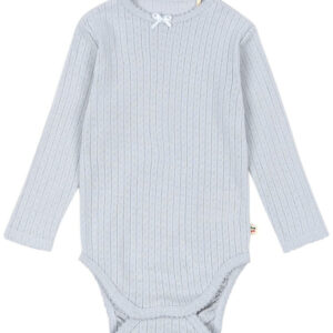 Konges Sløjd Body l/æ - Rib - Minnie - Gray Dawn m. Hulmønster