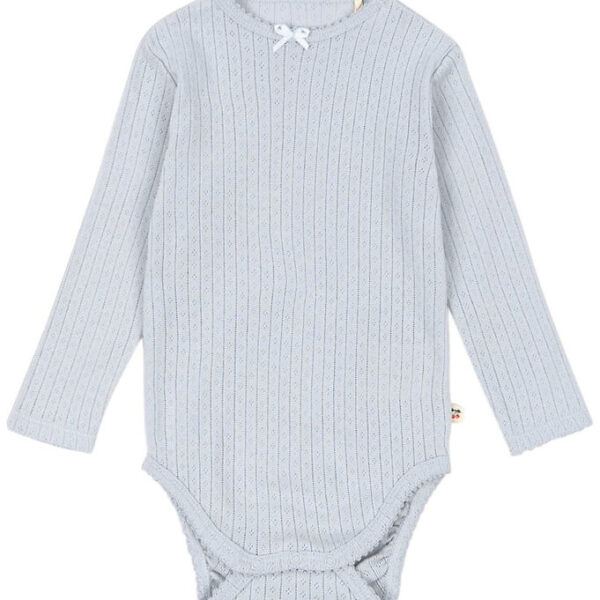 Konges Sløjd Body l/æ - Rib - Minnie - Gray Dawn m. Hulmønster