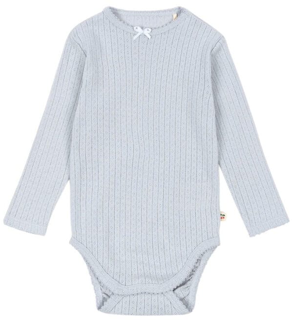 Konges Sløjd Body l/æ - Rib - Minnie - Gray Dawn m. Hulmønster