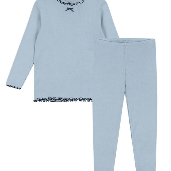 Konges Sløjd Sæt - Bluse/Leggings - Rib - Rivi - Blue Fog