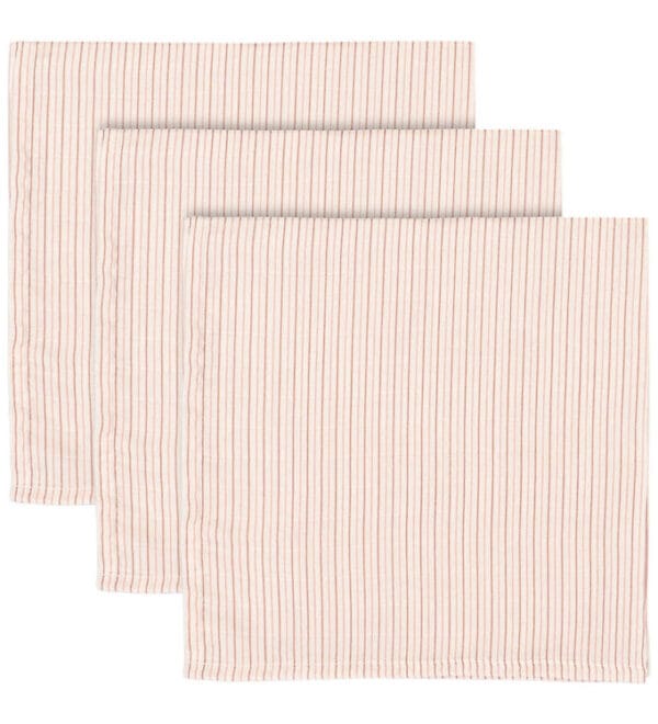 Konges Sløjd Stofbleer - 65x65 cm - 3-pak - Stripie Petite Rose