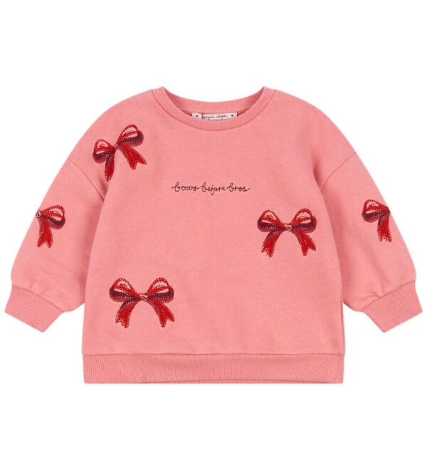 Konges Sløjd Sweatshirt - Lou Bow - Strawberry Ice m. Sløjfer