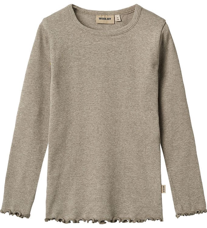 Wheat Bluse - Rib - Ida - Gravel Melange Wheat Bluse - Rib - Ida - Gravel Melange