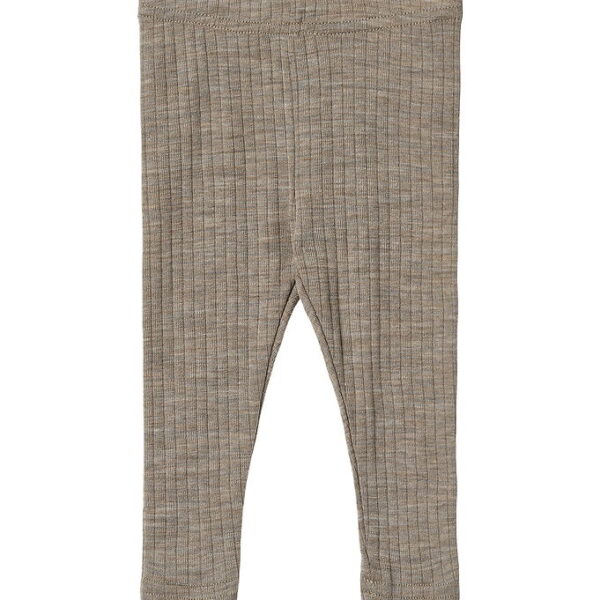 Wheat Leggings - Uld/Silke - Rib - Agi - Khaki Melange