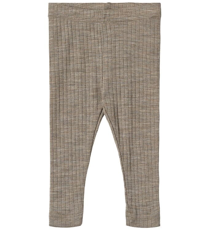 Wheat Leggings - Uld/Silke - Rib - Agi - Khaki Melange