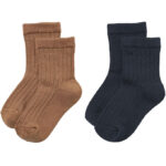 Wheat Strømper - 2-pak - Uld - Rib - Navy