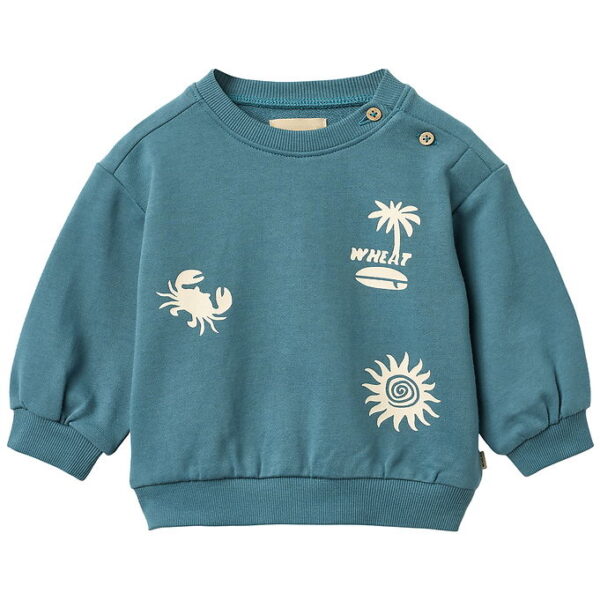 Wheat Sweatshirt - Elliot - Blue Teal m. Print