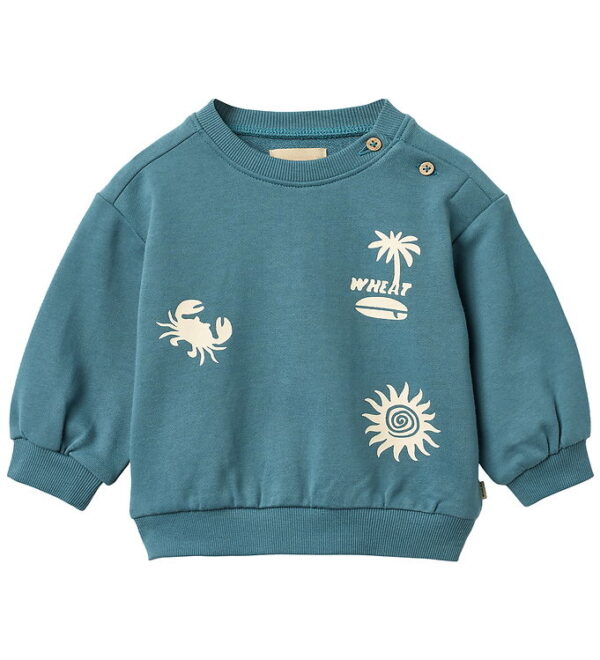 Wheat Sweatshirt - Elliot - Blue Teal m. Print
