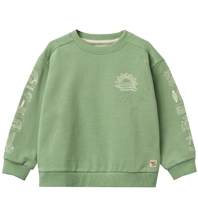 Wheat Sweatshirt - Ellis - Jade Green m. print Wheat Sweatshirt - Ellis - Jade Green m. print