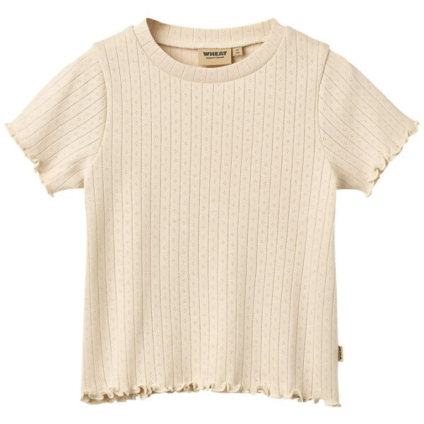 Wheat T-shirt - Rib - Irene - Almond Peach m. Hulmønster