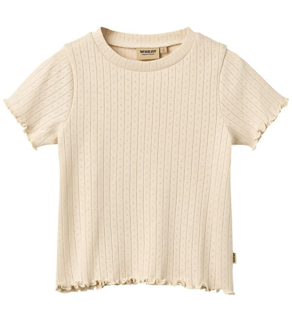 Wheat T-shirt - Rib - Irene - Almond Peach m. Hulmønster