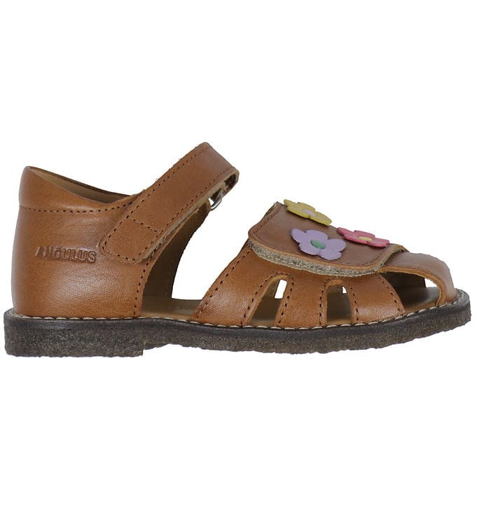 Angulus Sandaler - Cognac m. Blomster Angulus Sandaler - Cognac m. Blomster