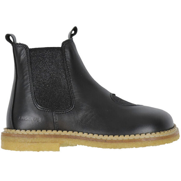 Angulus Støvler - Chelsea - Sort m. Glitter/Hjerte