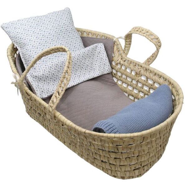 Asi Dukketilbehør - Dukkelift I Flet - Vintageprint Grå Og Blå