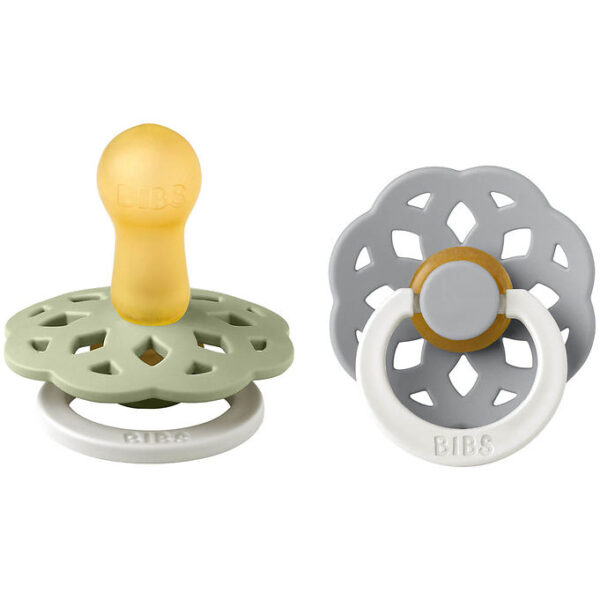 BIBS Boheme Natsutter - 2-pak - Str. 2 - Rund - Sage/Cloud