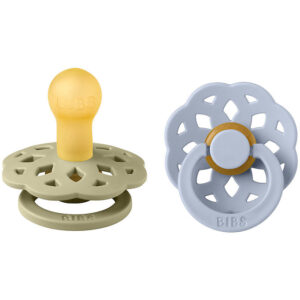 BIBS Boheme Sutter - 2-pak - Str. 1 - Rund - Khaki/Dusty Blue