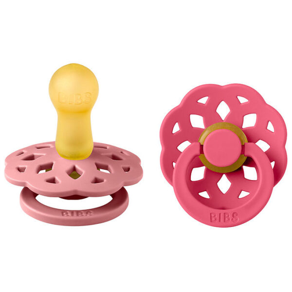 BIBS Boheme Sutter - 2-pak - Str. 2 - Rund - Dusty Pink/Coral