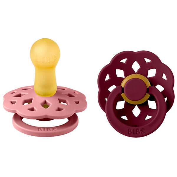 BIBS Boheme Sutter - 2-pak - Str. 2 - Rund - Dusty Pink/Elderber