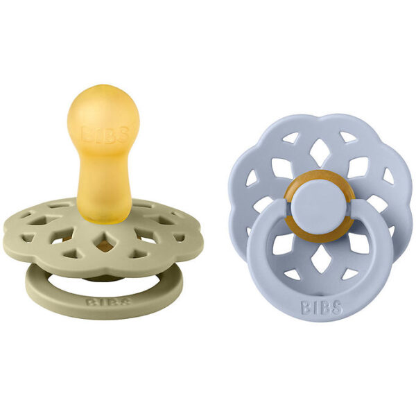 BIBS Boheme Sutter - 2-pak - Str. 2 - Rund - Khaki/Dusty Blue