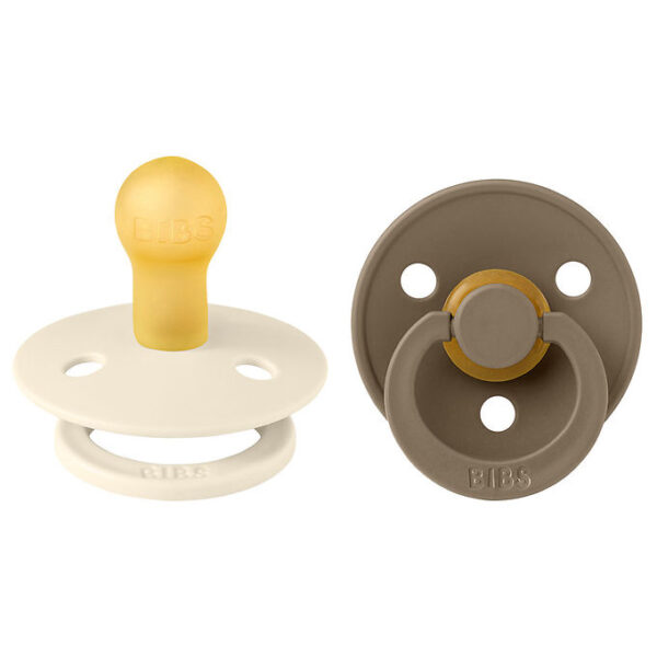 BIBS Colour Sutter - 2-pak - Str. 1 - Rund - Ivory/Dark Oak