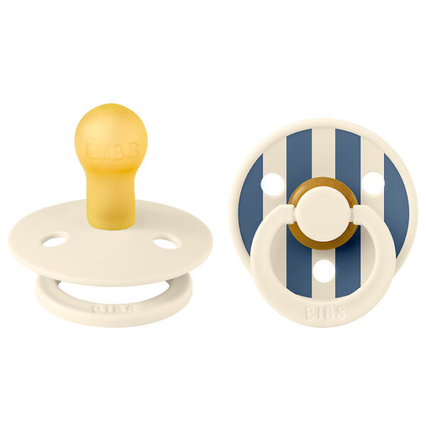 BIBS Colour Sutter - 2-pak - Str. 1 - Rund - Ivory/Steel Blue BIBS Colour Sutter - 2-pak - Str. 1 - Rund - Ivory/Steel Blue
