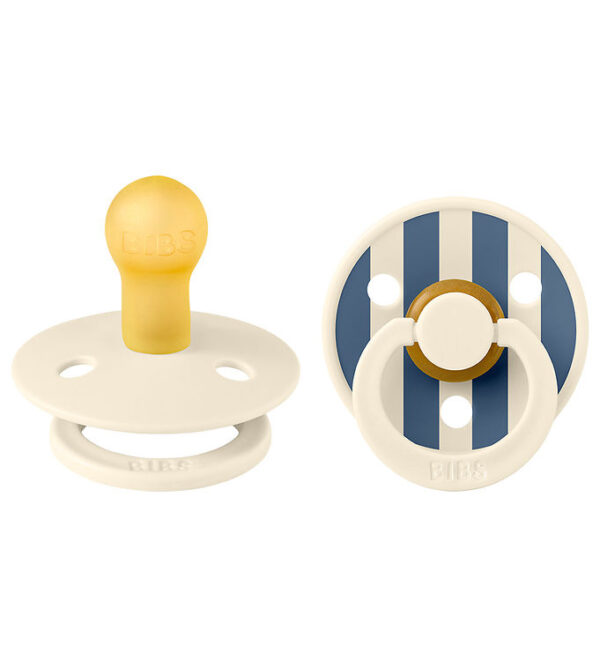 BIBS Colour Sutter - 2-pak - Str. 1 - Rund - Ivory/Steel Blue BIBS Colour Sutter - 2-pak - Str. 1 - Rund - Ivory/Steel Blue